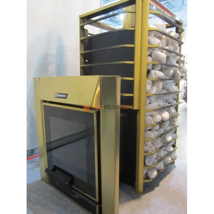 Дровяная печь для бани Ермак 36 Сетка-Люкс GOLD (нержавейка)