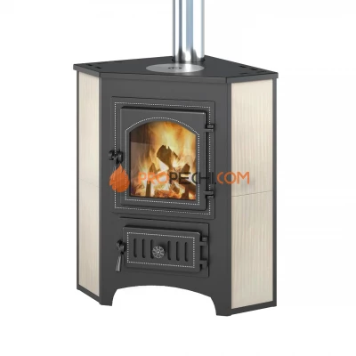 Печь-камин Везувий ПК-01 (220) угловой с конфоркой (бежевый)