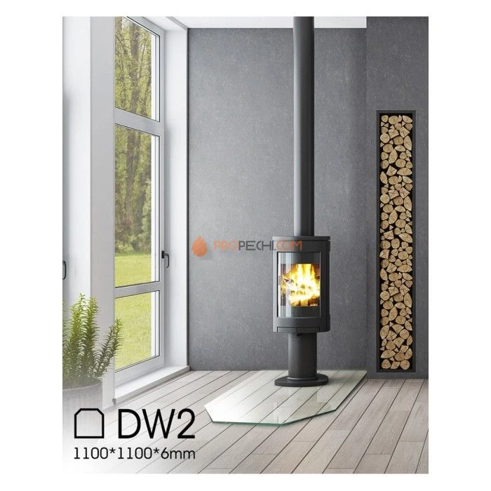 Стекло напольное под печь DoorWood DW2 Прозрачное 1100x1100 h=6