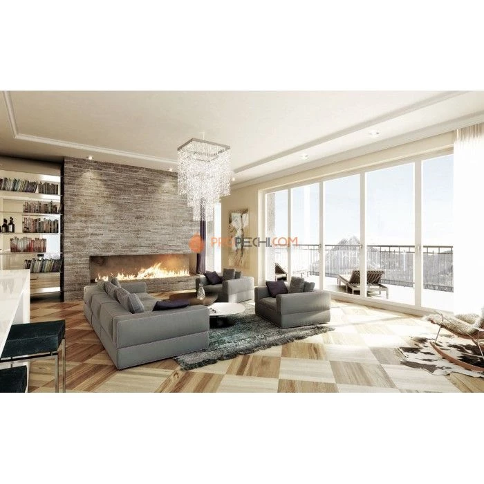 Газовая топка Vero Design Nippon Угловой правый (2500x750 мм) D350 мм, горелка VLK burner