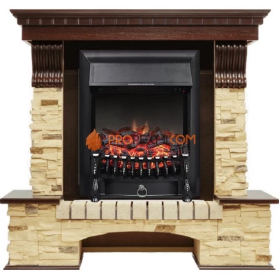Каминокомплект Royal Flame Pierre Luxe - Темный дуб / Сланец с очагом Fobos FX Black