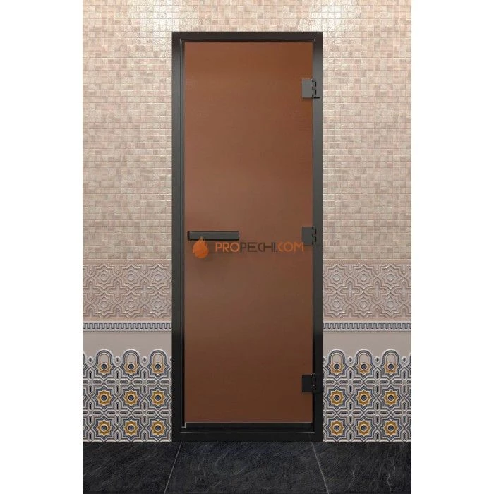 Дверь для хамама DoorWood Черный профиль Бронза матовая, 1900х800 мм