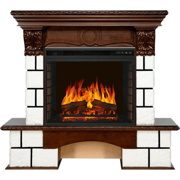 Каминокомплект Royal Flame Pierre Luxe - Белый / Темный дуб с очагом Vision 23 EF LED FX