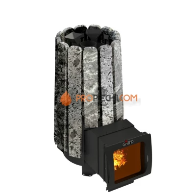 Дровяная банная печь Grill’D Cometa 180 Vega Long Window Max, Stone (Серпентинит) Pro