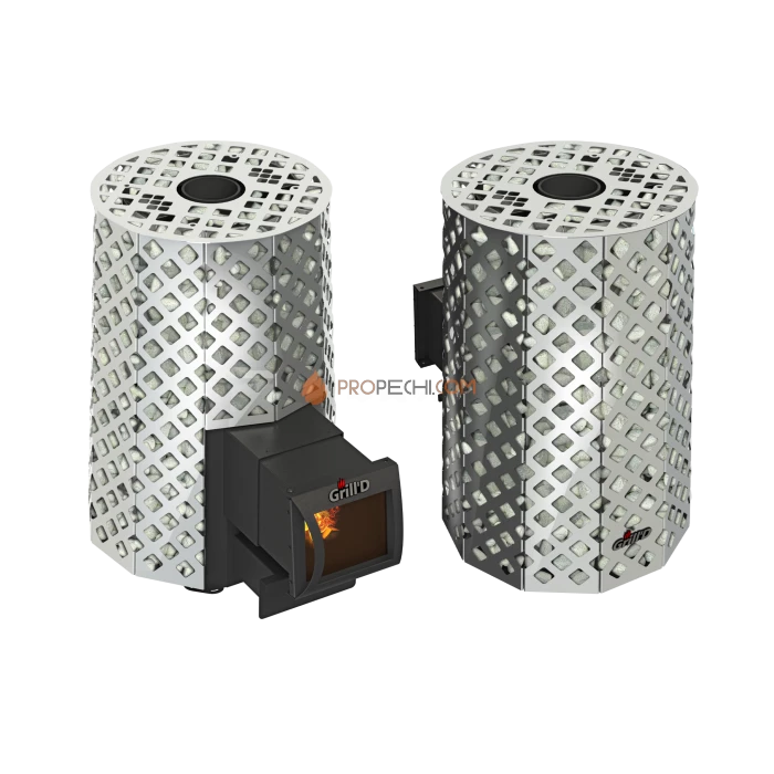 Дровяная банная печь Grill’D Violet Steel Romb Long Pro (Камень колотый, 100 кг)
