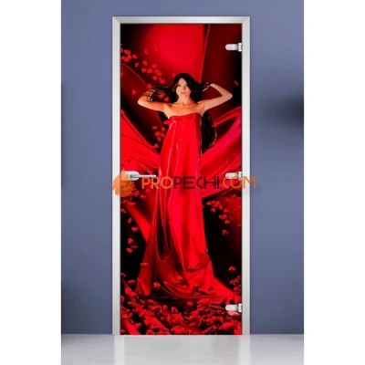 Стеклянная межкомнатная дверь DoorWood с фотопечатью Woman-08, 2000х700 мм