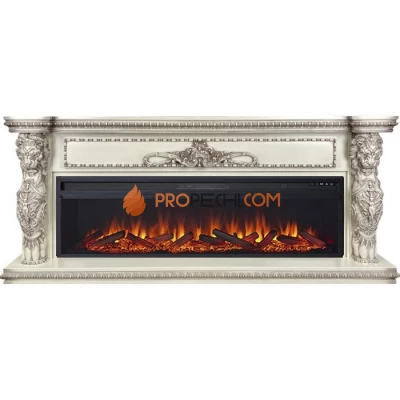 Каминокомплект Royal Flame Windsor 60 - Слоновая кость с темной патиной с очагом Vision 60 LOG LED