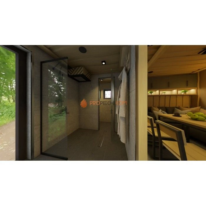 Каркасная двухмодульная баня Woodson 7х5 (утепление 100)