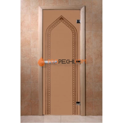 Дверь для бани DoorWood с рисунком Арка Бронза матовая, 2100x800 мм