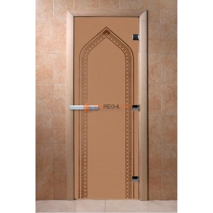 Дверь для бани DoorWood с рисунком Арка Бронза матовая, 2100x800 мм