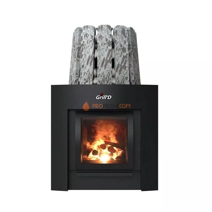 Дровяная банная печь Grill’D Cometa 350 Vega Window Max Stone Pro (Серпентинит)