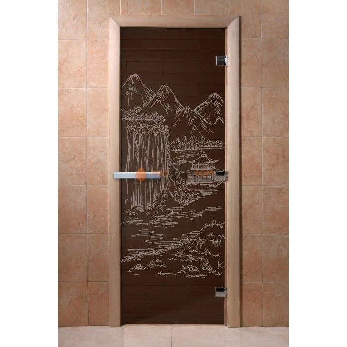 Дверь для бани DoorWood с рисунком Китай Черный жемчуг, 2000x800 мм