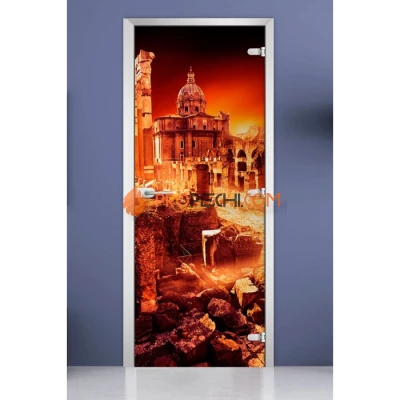 Стеклянная межкомнатная дверь DoorWood с фотопечатью City-11, 2000х700 мм