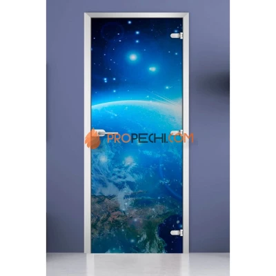 Стеклянная межкомнатная дверь DoorWood с фотопечатью Space-18, 2000х700 мм