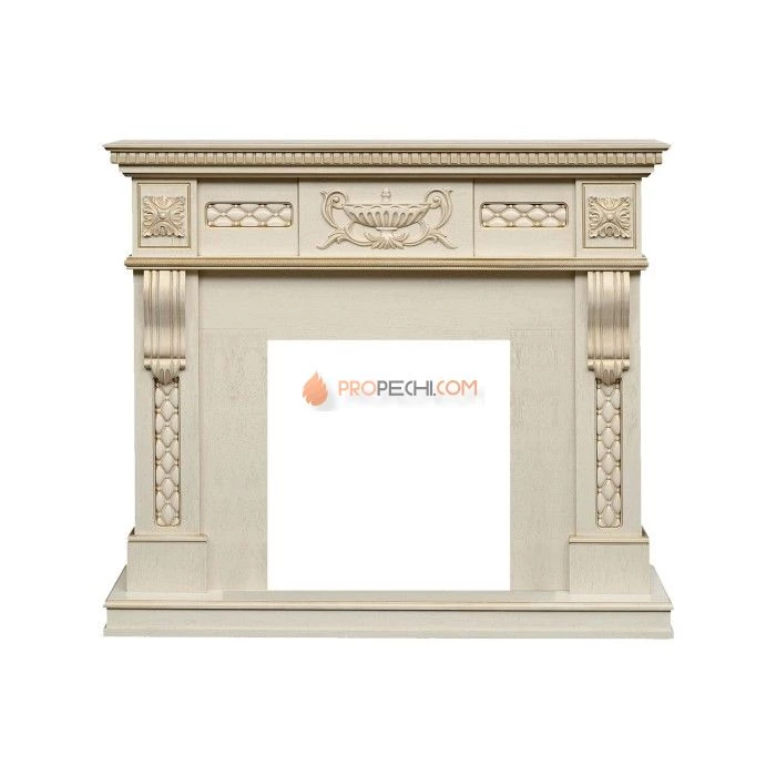 Каминокомплект Royal Flame Corsica - Слоновая кость с патиной (Ширина 1100) с очагом Fobos FX M Brass