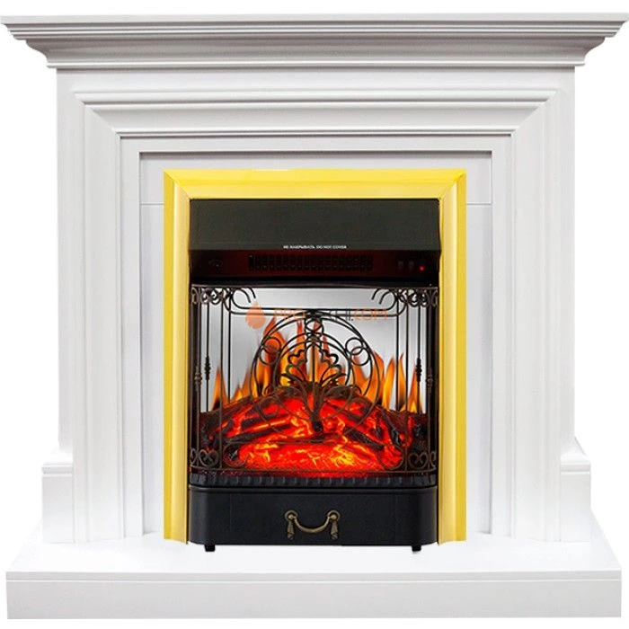 Каминокомплект Royal Flame Bradford - Белый с очагом Fobos FX M Brass