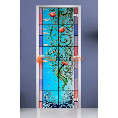 Стеклянная межкомнатная дверь DoorWood с фотопечатью Stained Glass-20, 2000х800 мм