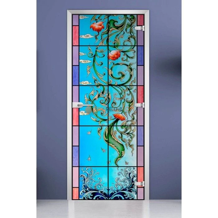 Стеклянная межкомнатная дверь DoorWood с фотопечатью Stained Glass-20, 2000х800 мм