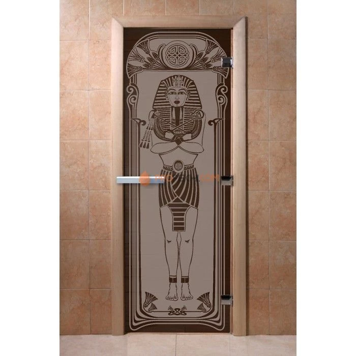 Дверь для бани DoorWood с рисунком Египет Черный жемчуг матовая, 1900x700 мм