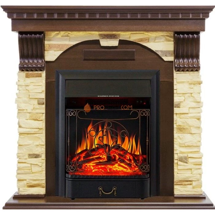 Каминокомплект Royal Flame Dublin угловой - Темный дуб / Сланец с очагом Majestic FX Black