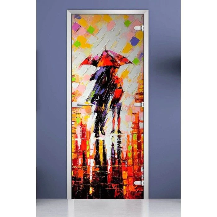 Стеклянная межкомнатная дверь DoorWood с фотопечатью Painting-14, 2000х700 мм