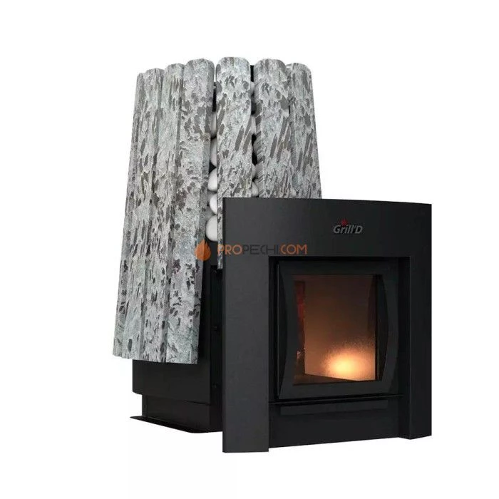 Дровяная банная печь Grill’D Cometa 350 Vega Window Max Stone Pro (Серпентинит)