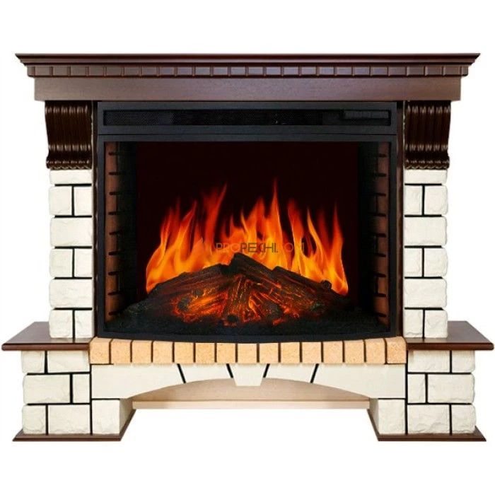 Каминокомплект Royal Flame Pierre Luxe - Темный дуб / Белый (Высота 1095мм) с очагом Dioramic 33 LED FX