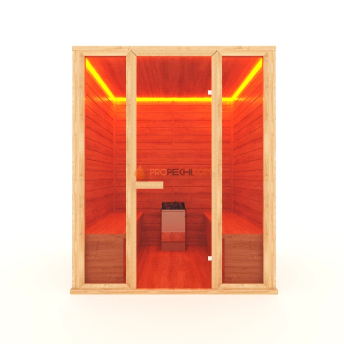 Финская сауна НКЗ 4-местная прямая 170x130x200 см, вход со стороны 170 см