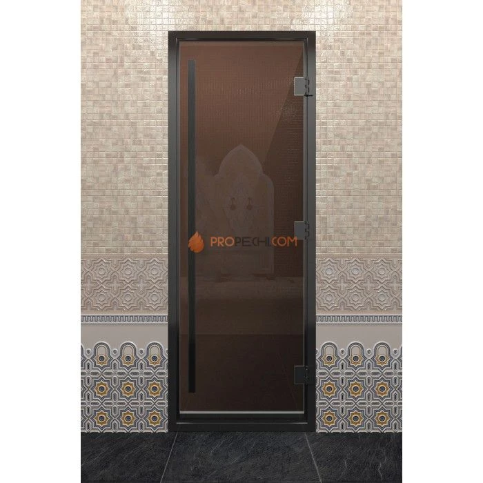 Дверь для хамама DoorWood Престиж Черный профиль Бронза, 1900х700 мм