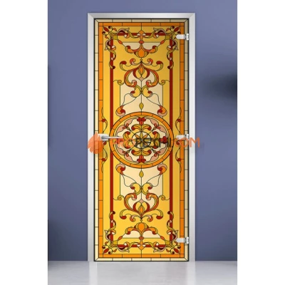 Стеклянная межкомнатная дверь DoorWood с фотопечатью Stained Glass-13, 2000х800 мм