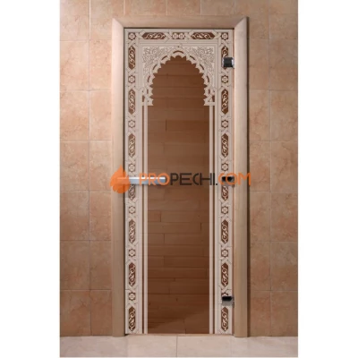 Дверь для бани DoorWood с рисунком Восточная арка Бронза, 1800x800 мм