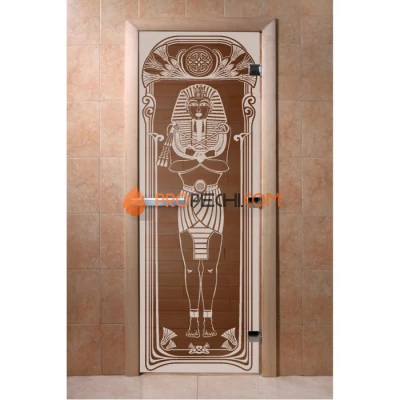 Дверь для бани DoorWood с рисунком Египет Бронза, 2000x800 мм