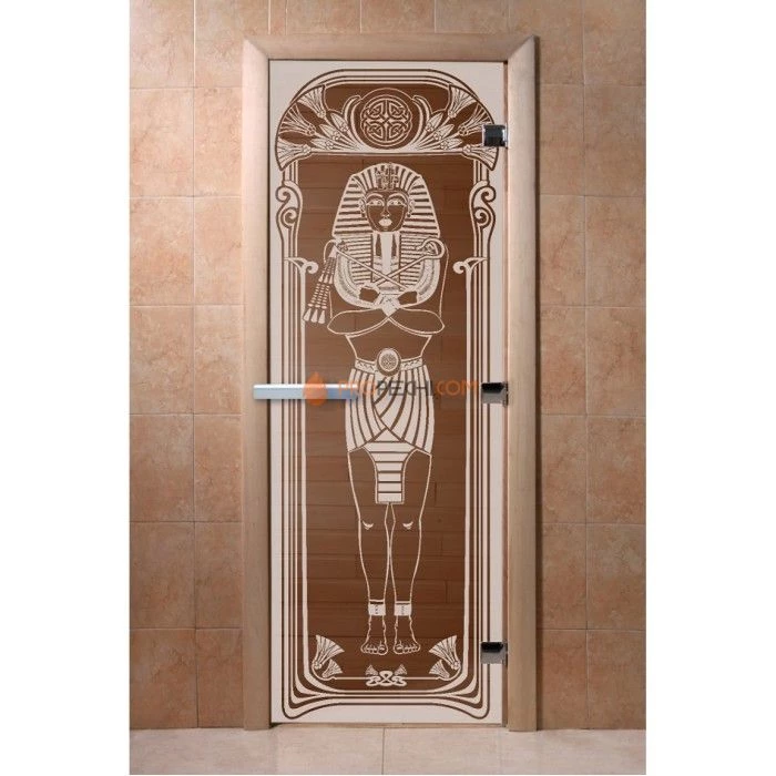Дверь для бани DoorWood с рисунком Египет Бронза, 2000x800 мм