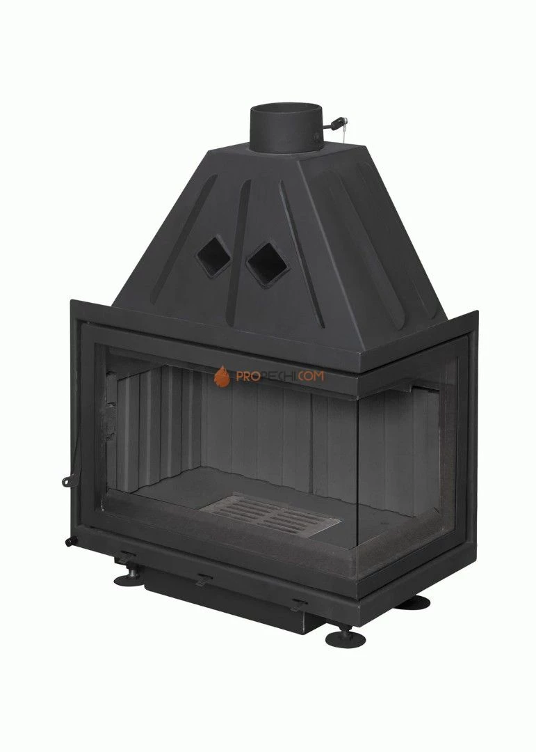 Каминная топка ЭкоКамин Альфа 700 RB два стекла правая черный шамот