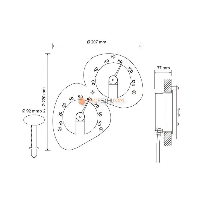 Термометр-гигрометр для сауны Cariitti из нержавеющей стали