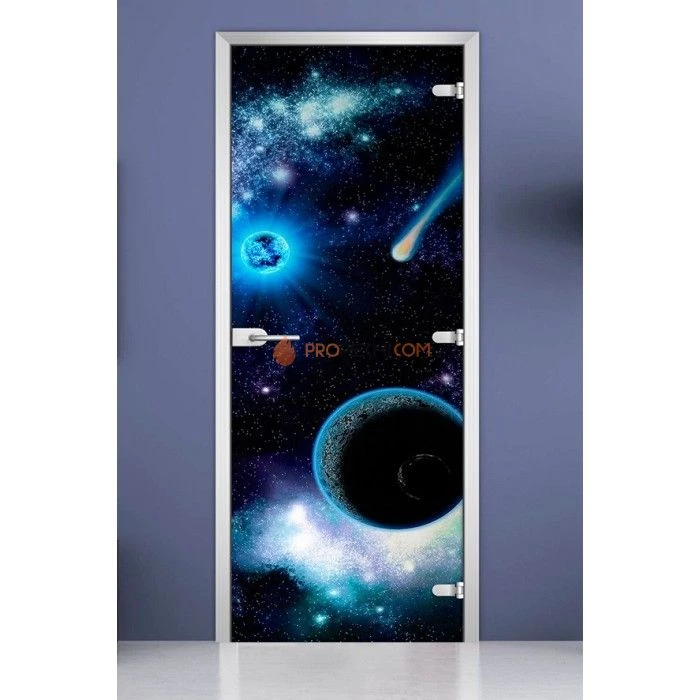 Стеклянная межкомнатная дверь DoorWood с фотопечатью Space-01, 2000х700 мм