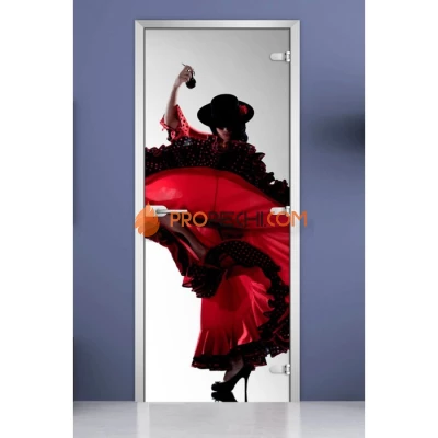 Стеклянная межкомнатная дверь DoorWood с фотопечатью Woman-11, 2000х700 мм