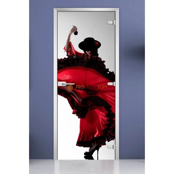 Стеклянная межкомнатная дверь DoorWood с фотопечатью Woman-11, 2000х800 мм