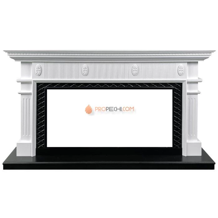 Каминокомплект Royal Flame Carlyle - Белый с черным с очагом Vision 42 LOG LED