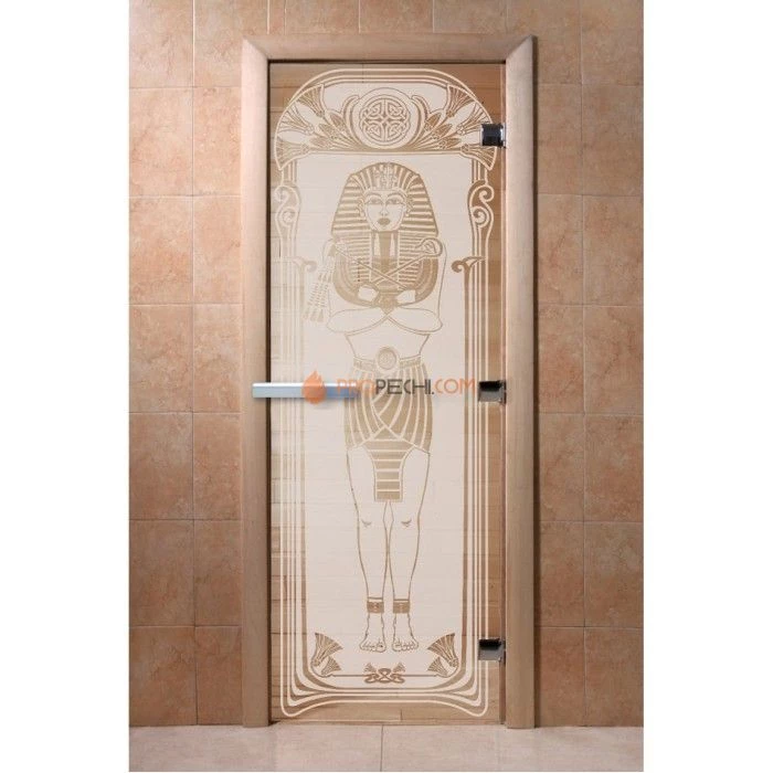 Дверь для бани DoorWood с рисунком Египет Сатин, 2100x700 мм