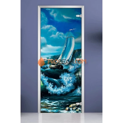Стеклянная межкомнатная дверь DoorWood с фотопечатью Painting-04, 2000х700 мм