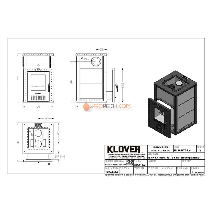 Дровяная печь для бани Klover RT 35 ( Жадеит 30мм)
