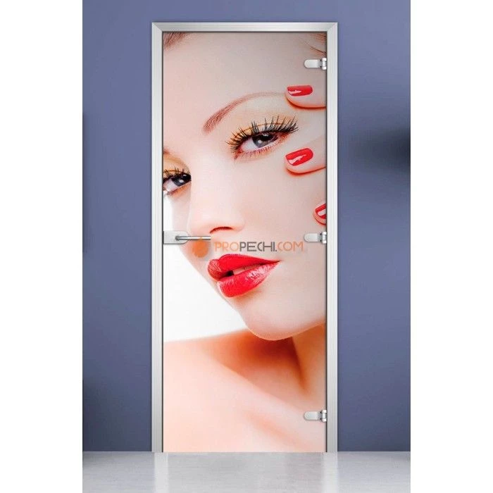 Стеклянная межкомнатная дверь DoorWood с фотопечатью Woman-16, 2000х800 мм