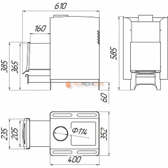 Дровяная печь для бани Варвара Банник удлиненная топка