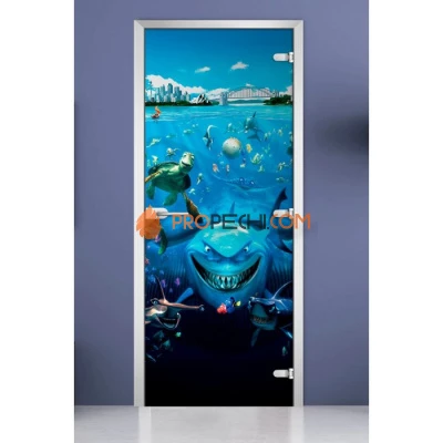 Стеклянная межкомнатная дверь DoorWood с фотопечатью Kids-16, 2000х800 мм