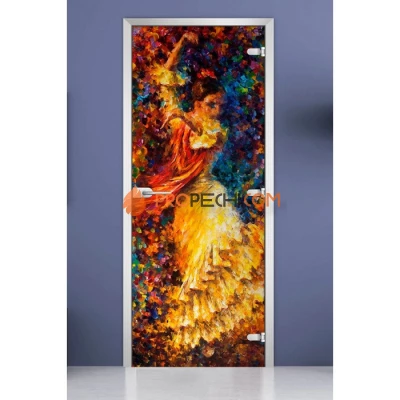 Стеклянная межкомнатная дверь DoorWood с фотопечатью Painting-18, 2000х800 мм