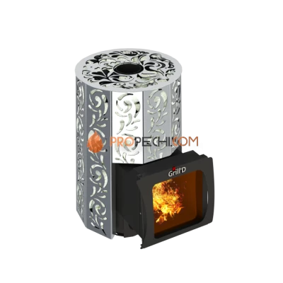 Дровяная банная печь Grill’D Violet Steel Short Window Max Pro (Камень колотый, 100 кг)