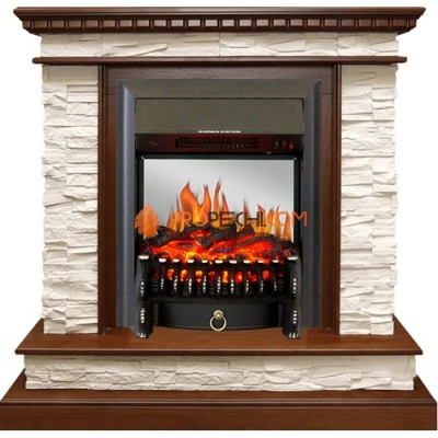 Каминокомплект Royal Flame Calgary - Дуб / Сланец белый с очагом Fobos FX M Black