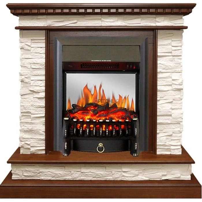 Каминокомплект Royal Flame Calgary - Дуб / Сланец бежевый с очагом Fobos FX M Black