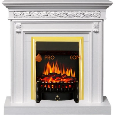 Каминокомплект Royal Flame Valletta - Белый (Ширина 1040 мм) с очагом Fobos FX Brass